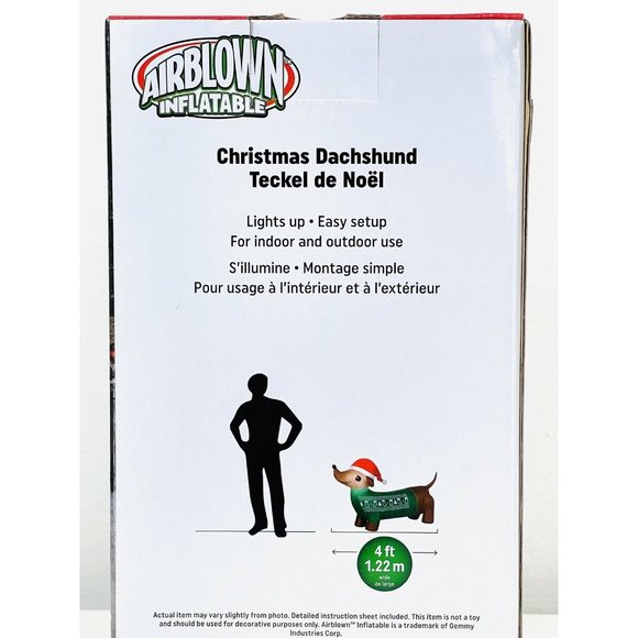 Gemmy Christmas Dachshund ~  4 Ft Wide LED Airblown Inflatable ~ New - Picture 4 of 8